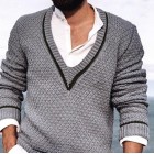 Men's Business British V-Neck Pullover Knit Sweater