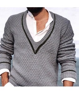 Men's Business British V-Neck Pullover Knit Sweater