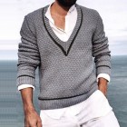 Men's Business British V-Neck Pullover Knit Sweater