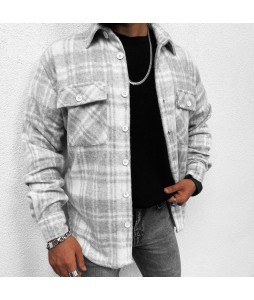 Checked Textured Front Pocket Long Sleeve Shirt/Jacket