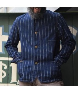 Retro Blue And White Striped Men's Jacket