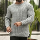 Pin Color Round Neck Casual Men's Sweater