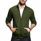 Men's Casual Half Turtleneck Solid Color Long Sleeve Zipper Knit Cardigan