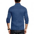 Men's Casual Half Turtleneck Solid Color Long Sleeve Zipper Knit Cardigan