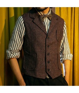 Suede Casual Men's Simple Waistcoats