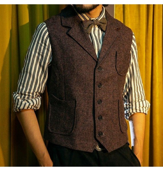 Suede Casual Men's Simple Waistcoats