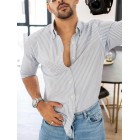 Men's Casual Style Summer And Autumn Daily Buttoned pel Three-quarter Sleeve Shirt