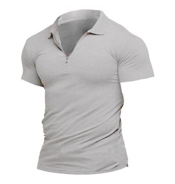 Men's Breathable Perspiration Sports Training Zip Short Sleeve Polo Shirt