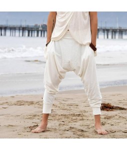 White Cotton Harem Pants