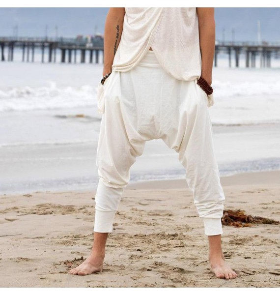 White Cotton Harem Pants