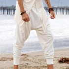 White Cotton Harem Pants