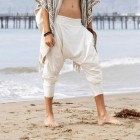 White Cotton Harem Pants