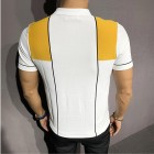 Gentleman summer color matching knitted polo shirt