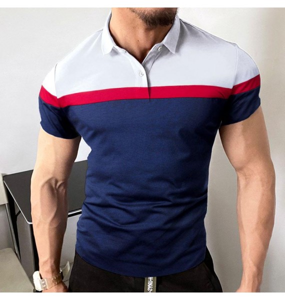 Gentlemans Simple Color Matching Design Polo Shirt