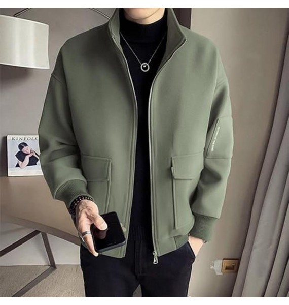 Simple Pocket Design Pin Casual Men's Jacket