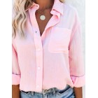 Round Neck Casual Loose Solid Color Long Sleeve Blouse