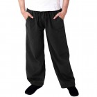 Men's Casual Solid Color Cotton Linen Quick Dry Loose Beach Trousers