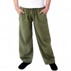 Men's Casual Solid Color Cotton Linen Quick Dry Loose Beach Trousers