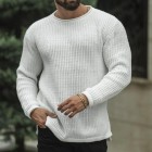 Men's Pin Color Casual Round Neck Long Sleeve Sweater