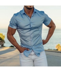 Silk slim-fit short-sleeved shirt