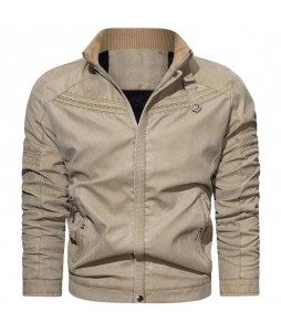 Men's Stand Colr Washed Bomber Jacket