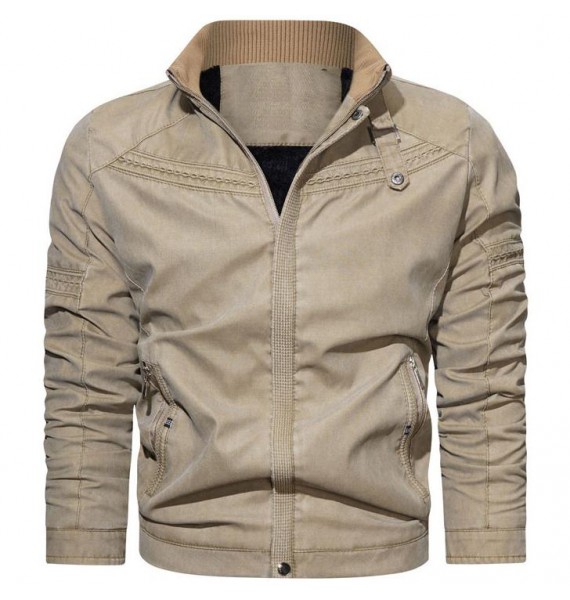 Men's Stand Colr Washed Bomber Jacket