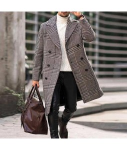 Men's Cssic Fashion Pid pel Woolen Coat