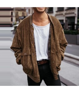 Unisex  Suede Cotton Oversized Bomber Jacket