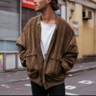 Unisex  Suede Cotton Oversized Bomber Jacket