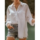 Loose Casual Solid Color Sunscreen Long Sleeve Blouse