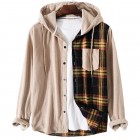 Men's Retro Pid Stitching Thickened Corduroy Hooded Shirt Jacket