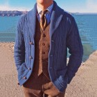 Men's  pel Long Sleeve Knit Cardigan