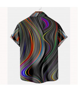 Men's Striped Short Sleeve Beach Shirt