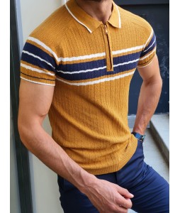 Colorblock Slim-fit Woolen Polo Shirt