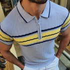 Colorblock Slim-fit Woolen Polo Shirt