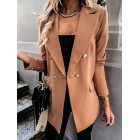 Women's  Solid Color Long-sleeved Double-breasted Suit Jacket