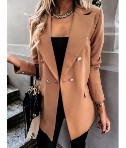 Women's  Solid Color Long-sleeved Double-breasted Suit Jacket