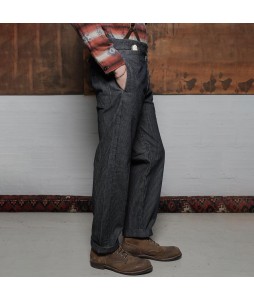 Men's Retro High Waist Striped Straight Pants