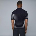 Mens Fashion Knitting Stripe Zipper Standing Colr Polo Shirt