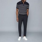 Mens Fashion Knitting Stripe Zipper Standing Colr Polo Shirt