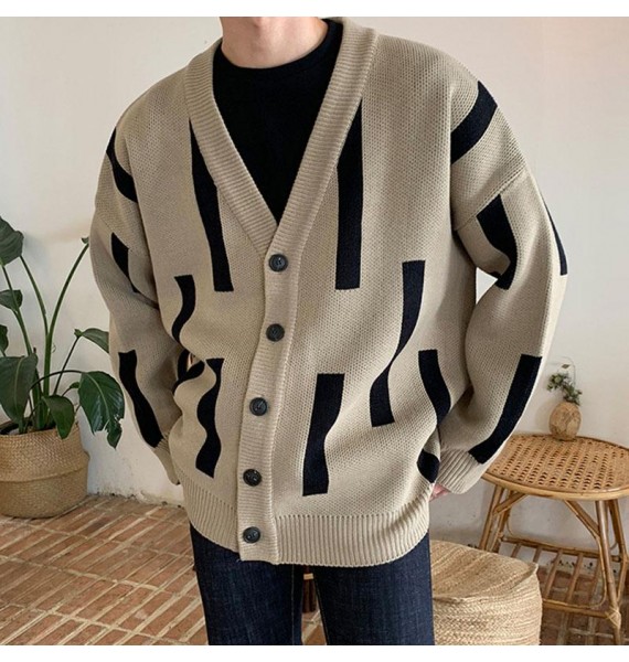 Retro Men's Simple Knitted Cardigan