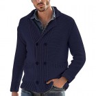 Men's Fashion Solid Color pel Long Sleeve Knit Cardigan