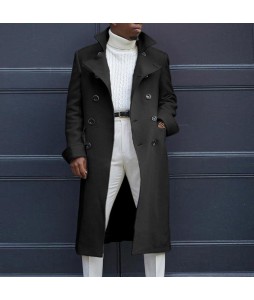 Men's Fashion British Loose Jacket Mid Length Trench Coat