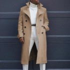 Men's Fashion British Loose Jacket Mid Length Trench Coat