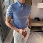 Mens Solid Color Knited Polo T-shirt