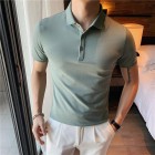 Mens Solid Color Knited Polo T-shirt