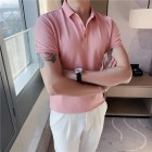 Mens Solid Color Knited Polo T-shirt