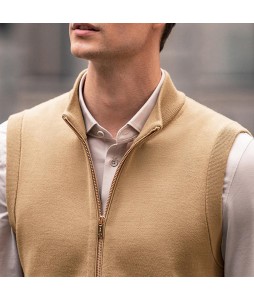 Men's Retro British Style Zipper Wool Waistcoats