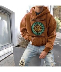 Retro Ethnic Helios Print Hoodie