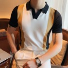 Stylish, Color-Contrast Slim-Fit Knit POLO Shirt